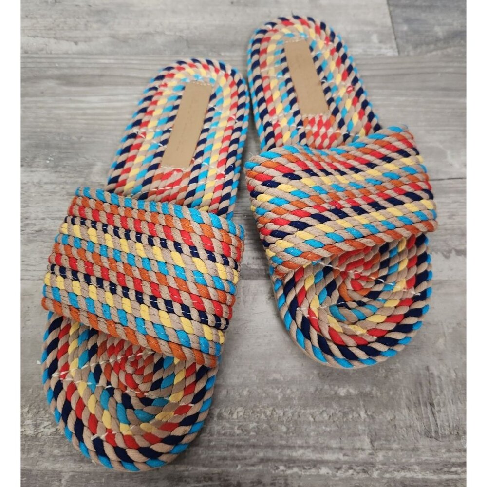 Salt + Umber Women's Sz. 9 Striped Sunny Slip On Sandals